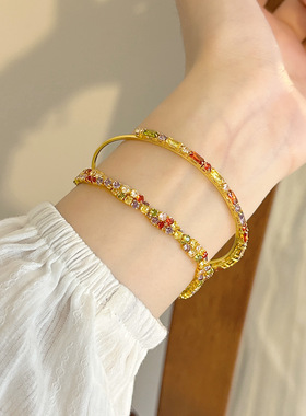 韩版高级感叠戴手链超闪锆石高级