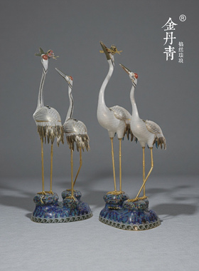 掐丝珐琅仙鹤明清古典风景泰蓝