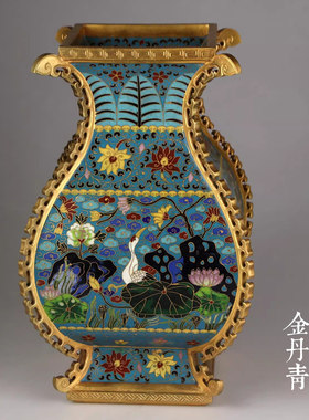 金丹青景泰蓝花觚瓶摆件