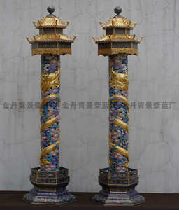 工厂手工掐丝景泰蓝珐琅盘龙柱香薰炉太和殿宝座龙椅落地摆件皇宫