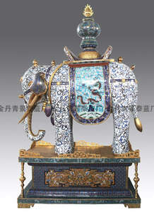 工厂手工紫铜胎掐丝珐琅景泰蓝太平有象吉祥大型落地摆件