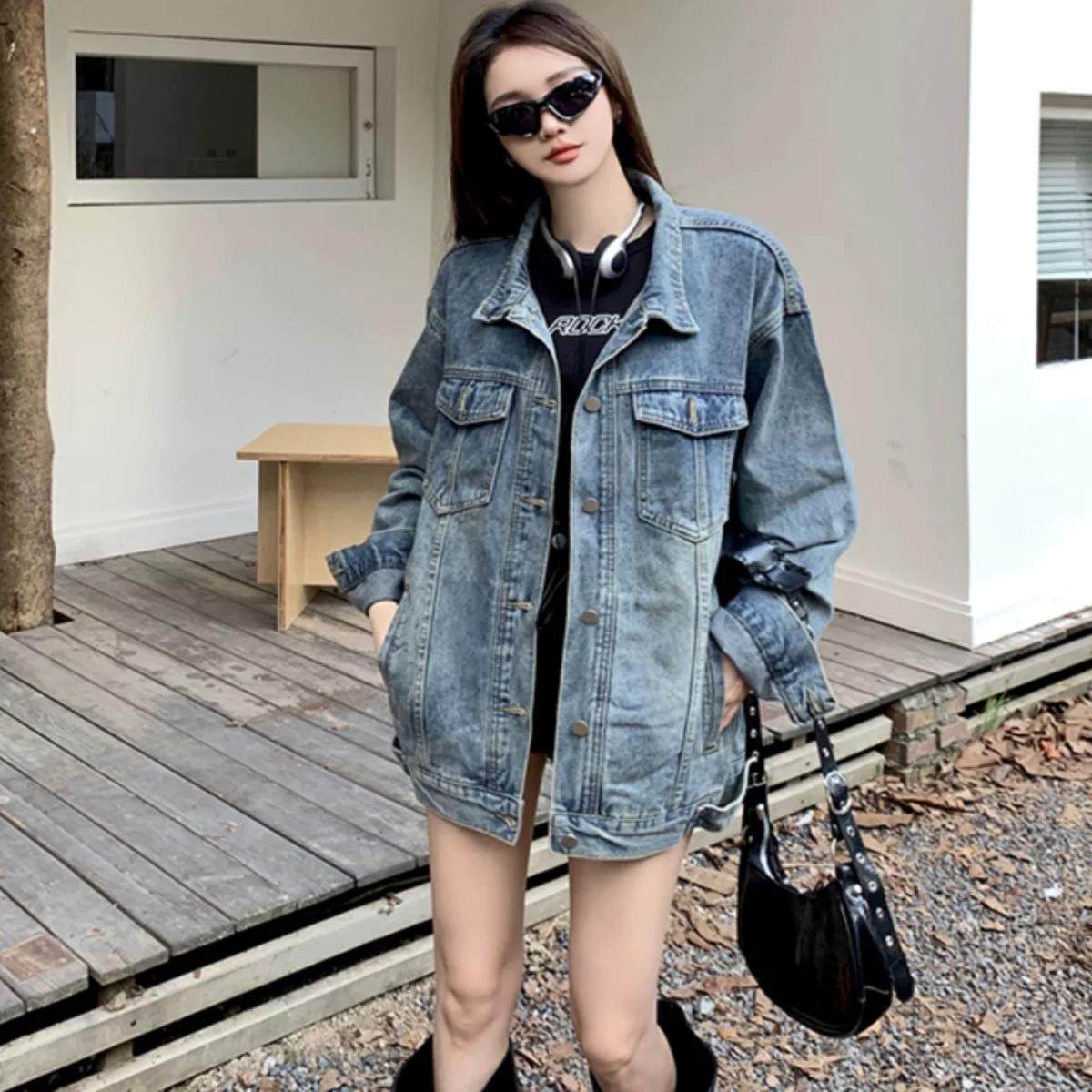 美式甜酷风牛仔长袖外套女