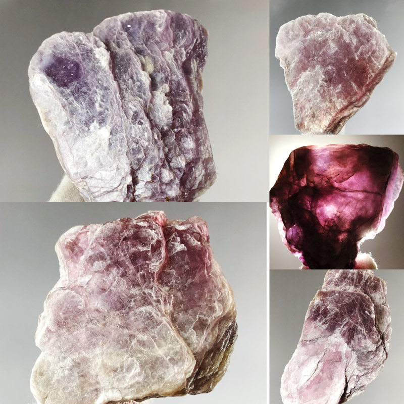 紫红色锂云母原石天然奇石儿童礼物矿物晶体地质科普教学矿石标本