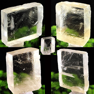 天然白方解石双重影冰洲石原石原矿摆件矿物晶体地质科普教学标本