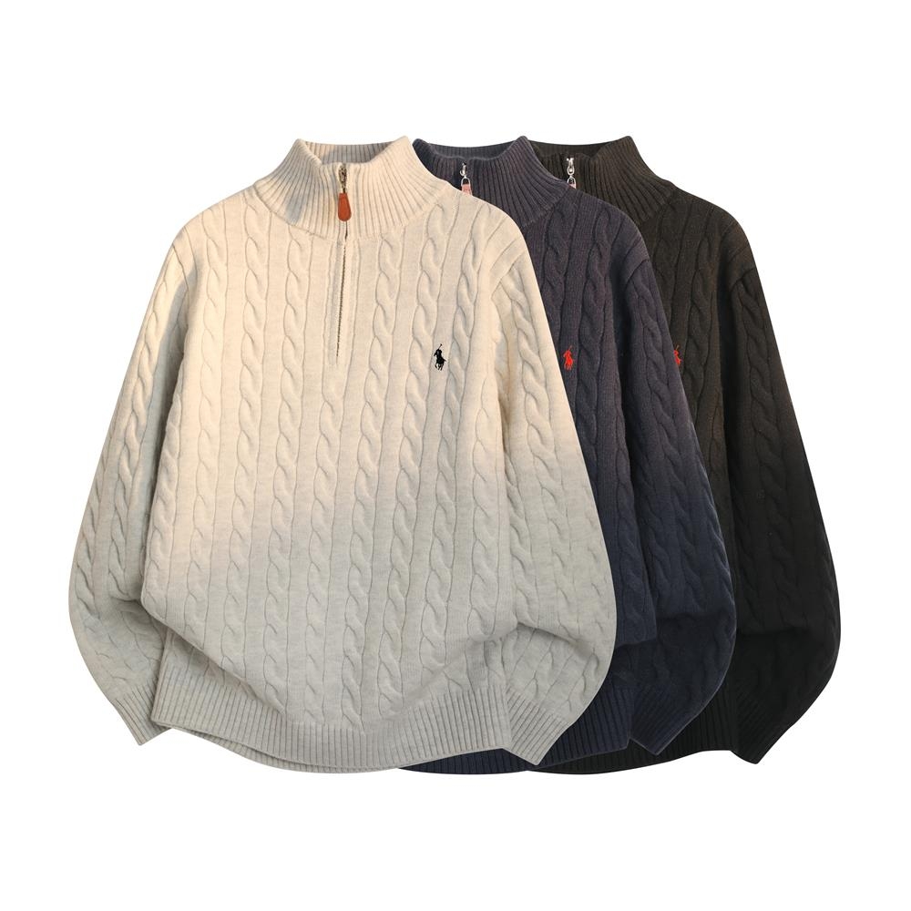 半拉链立领麻花毛衣男装套头针织衫百搭休闲外套时尚半高领羊毛衫