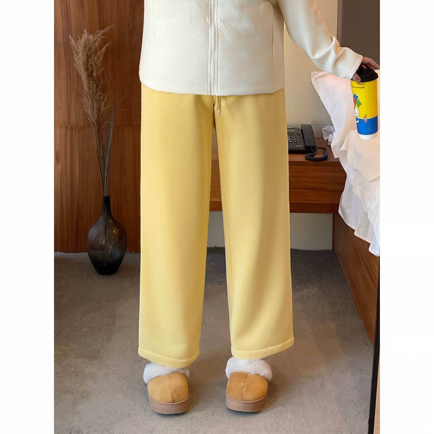 梵朵大码女装13410秋冬韩系休闲运动加绒卫裤慵懒显瘦遮肉直筒裤