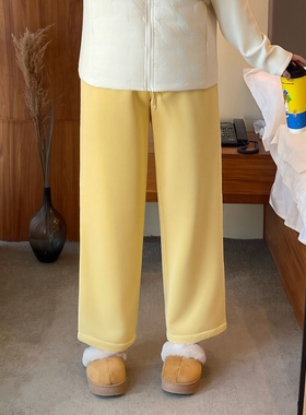 梵朵大码女装13410秋冬韩系休闲运动加绒卫裤慵懒显瘦遮肉直筒裤