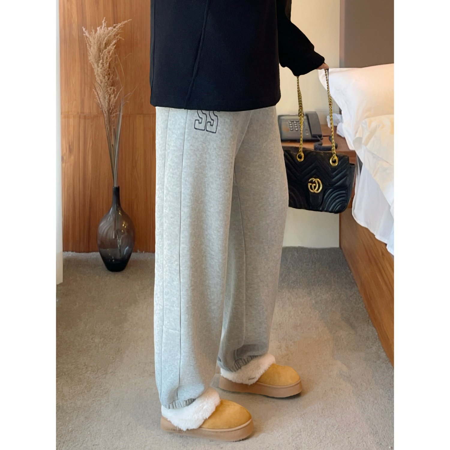 梵朵大码女装16561秋冬高腰胖MM显瘦加绒卫裤宽松运动束脚休闲裤,女装/女士精品,大码裤装,淘宝优惠券,粉丝福利购,淘宝优惠卷