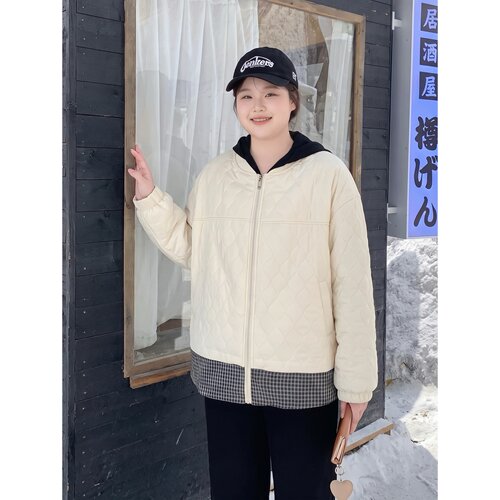 梵朵大码女装秋季宽松休闲拼接设计长袖上衣百搭通勤外套16390R
