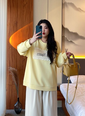 梵朵大码女装15493初春学院风温柔休闲卫衣宽松个性百搭好看上衣