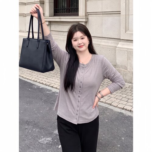 梵朵大码女装秋季时髦别致百搭针织开衫显瘦修身个性上衣17228R