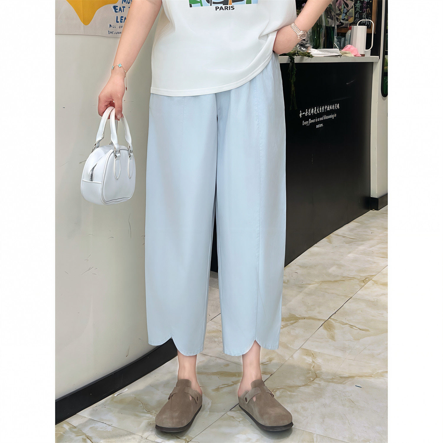 花契大码裤装4300休闲九分裤女夏季薄款胖mm宽松灯笼裤阔腿裤子,女装/女士精品,大码裤装,淘宝优惠券,粉丝福利购,淘宝优惠卷