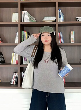 梵朵大码女装初秋时尚宽松显瘦长袖T恤小众减龄休闲上衣17026J