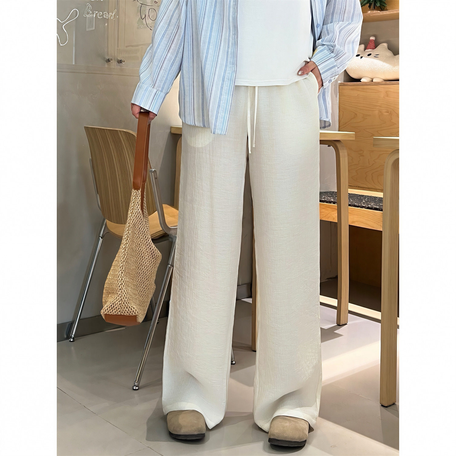 花契大码裤装14623宽松亚麻休闲裤胖mm夏季垂感百搭直筒阔腿裤,女装/女士精品,大码裤装,淘宝优惠券,粉丝福利购,淘宝优惠卷