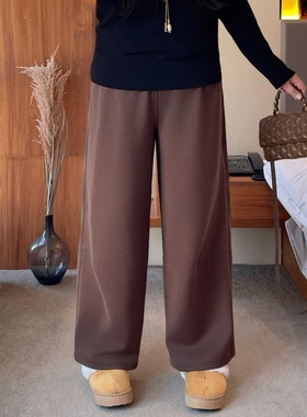 梵朵大码女装16664秋冬新款简约直筒阔腿裤显瘦遮肉加绒休闲裤潮