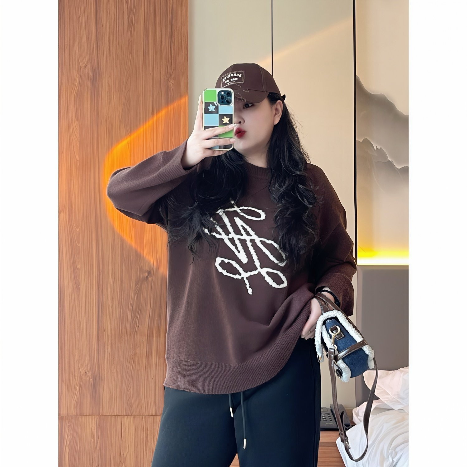 梵朵大码女装15466秋冬新款设计感保暖针织毛衣宽松百搭通勤上衣