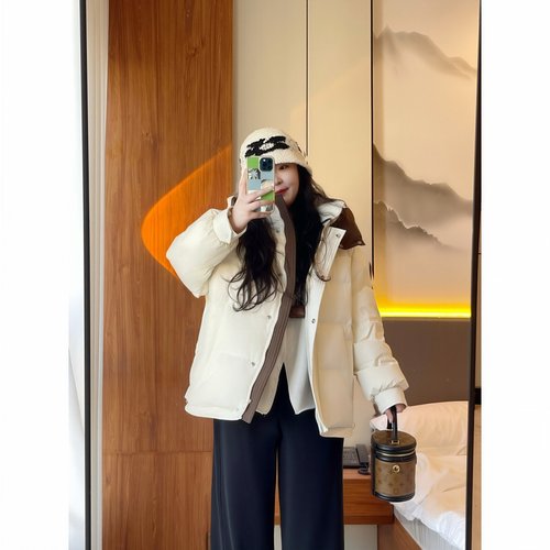 梵朵大码女装15662冬季新款胖MM连帽羽绒服减龄休闲宽松保暖外套