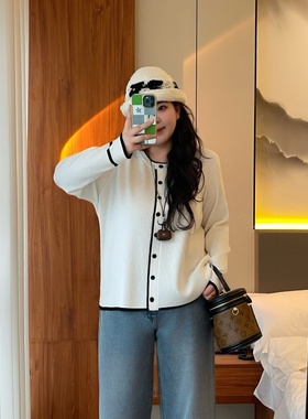 梵朵大码女装14931秋冬松弛感洋气长袖针织开衫修身外穿内搭上衣