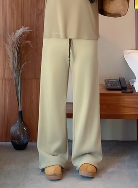 梵朵大码女装16522冬季高腰显瘦阔腿裤宽松个性慵懒百搭加绒卫裤