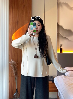 梵朵大码女装16794秋冬洋气通勤休闲慵懒德绒打底衫显瘦遮胯上衣