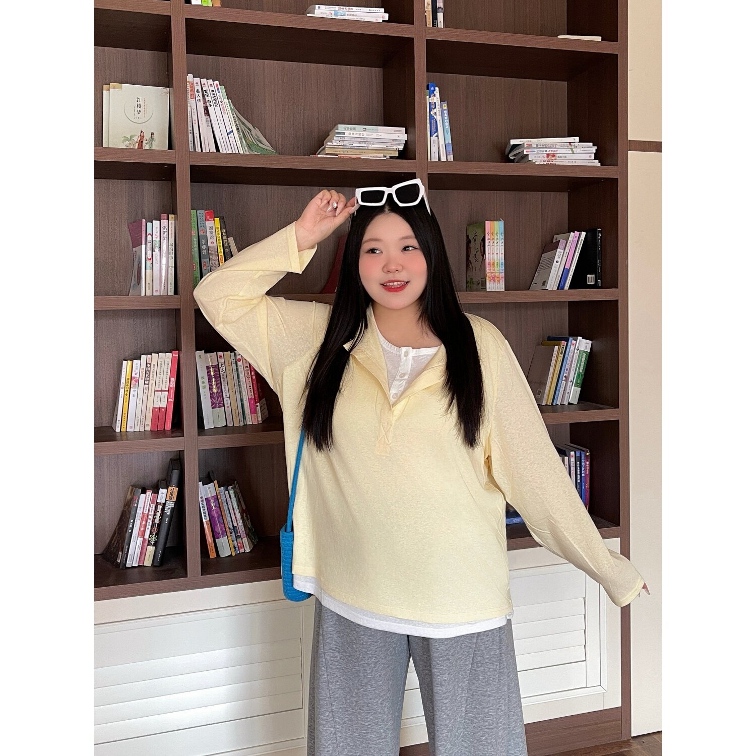 梵朵大码女装初秋松弛休闲假两件长袖百搭巨显瘦T恤上衣17118J