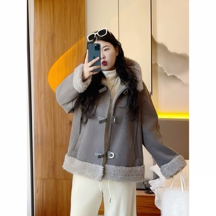 女装 保暖时尚 8940冬季 胖MM个性 宽松加绒羊羔毛外套 新款 梵朵大码