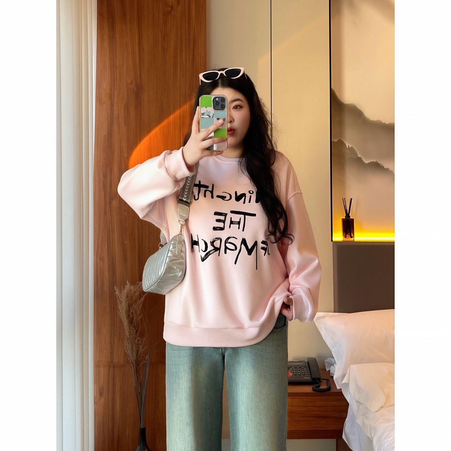 梵朵大码女装16558秋冬美式宽松字母印花圆领加绒卫衣慵懒上衣,女装/女士精品,大码内搭,淘宝优惠券,粉丝福利购,淘宝优惠卷