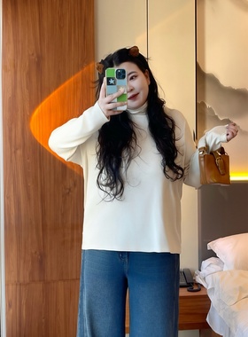 梵朵大码女装16423秋冬高级感胖MM保暖内搭纯色半高领打底衫上衣