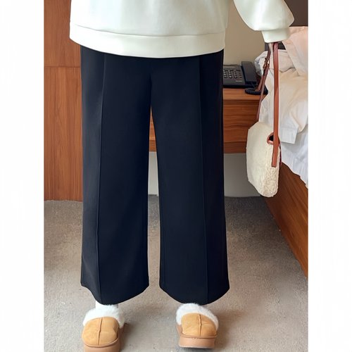 梵朵大码女装15607秋冬韩系磨毛西装阔腿裤胖MM宽松休闲直筒裤