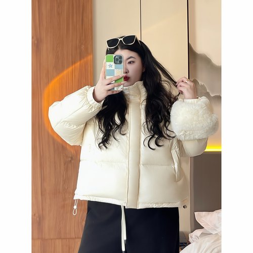 梵朵大码女装12553冬季新款胖MM连帽羽绒服宽松加厚保暖时尚外套