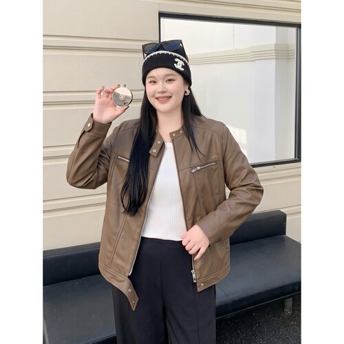 梵朵大码女装秋季新款潮流机车风皮衣外套百搭好看夹克18730R
