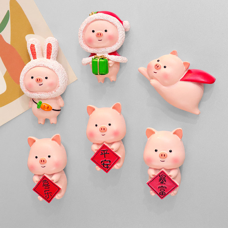 冰箱贴个性卡通圣诞飞天小猪冰箱