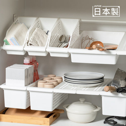 日本进口伸缩杆收纳置物架免打孔