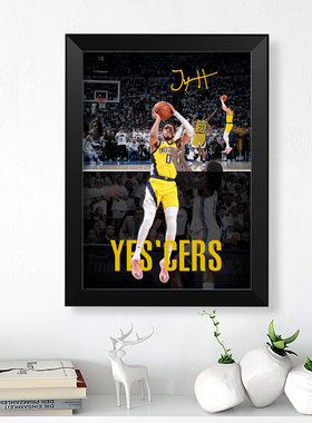 哈利伯顿绝杀雷霆实木装饰相框签名照片墙书桌摆挂件海报壁画摆台