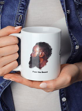 篮网詹姆斯哈登大胡子马克杯Harden周边咖啡陶瓷水杯子送男友礼物