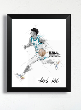 黄蜂鲍尔插画实木相框照片墙艺术画框三球写真海报桌摆件篮球周边