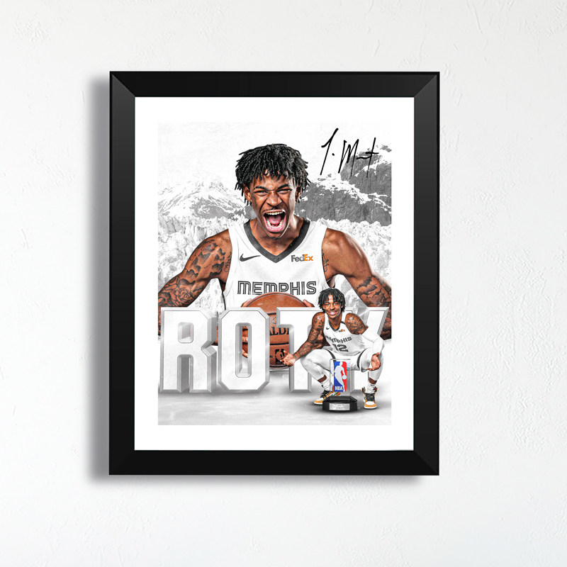 灰熊莫兰特新秀签名木相框照片墙球迷周边用品海报壁画桌摆件礼物