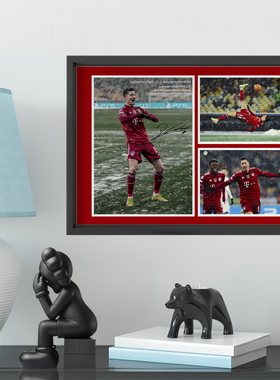 莱万多夫斯基倒钩签名纪念实木相框照片墙桌摆件卧室挂墙壁画礼物