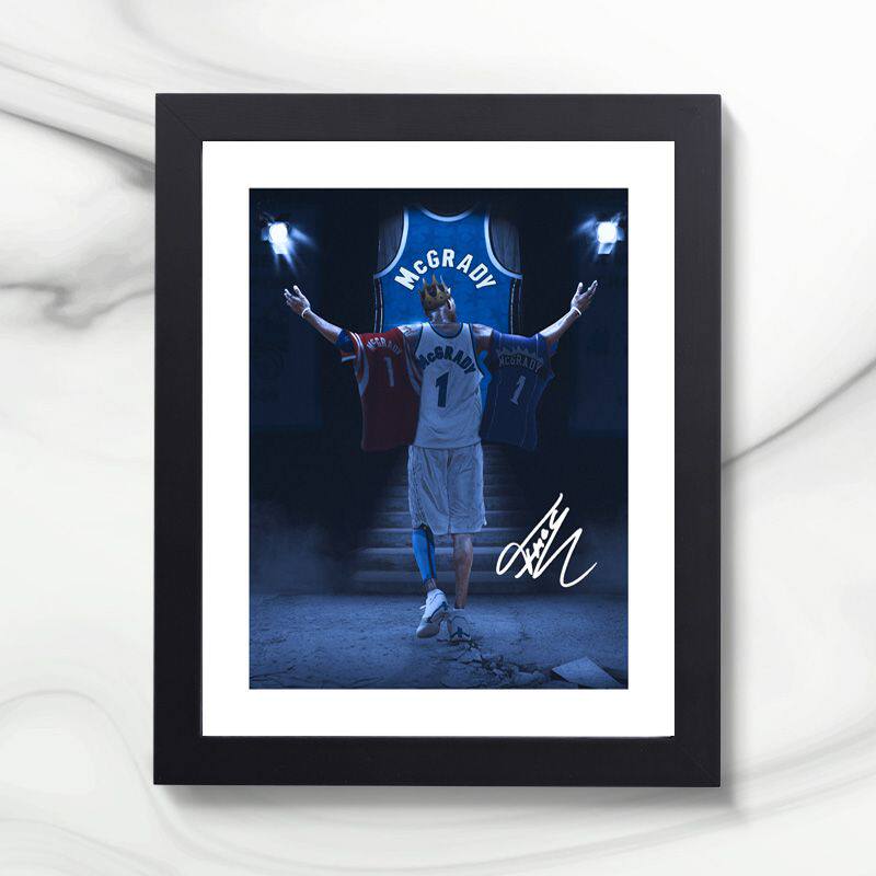 麦迪经典背影款实木制相框10寸照片墙画框球迷寝室桌摆件挂框礼物