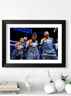 雷霆三少杜兰特威少哈登球迷相框装饰壁画照片墙酒吧挂件书桌摆件