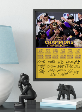 湖人2020总冠军全家福签名纪念实木相框詹姆斯照片墙挂墙桌摆礼物