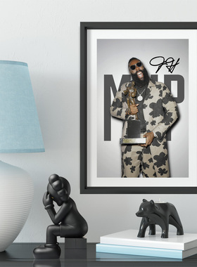 哈登MVP签名实木相框挂墙艺术画海报费城球迷周边礼物寝室桌摆件