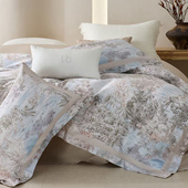 高端宝缦丽本品牌纯棉贡缎60支数码 印花四件套 60S纯棉清新田园