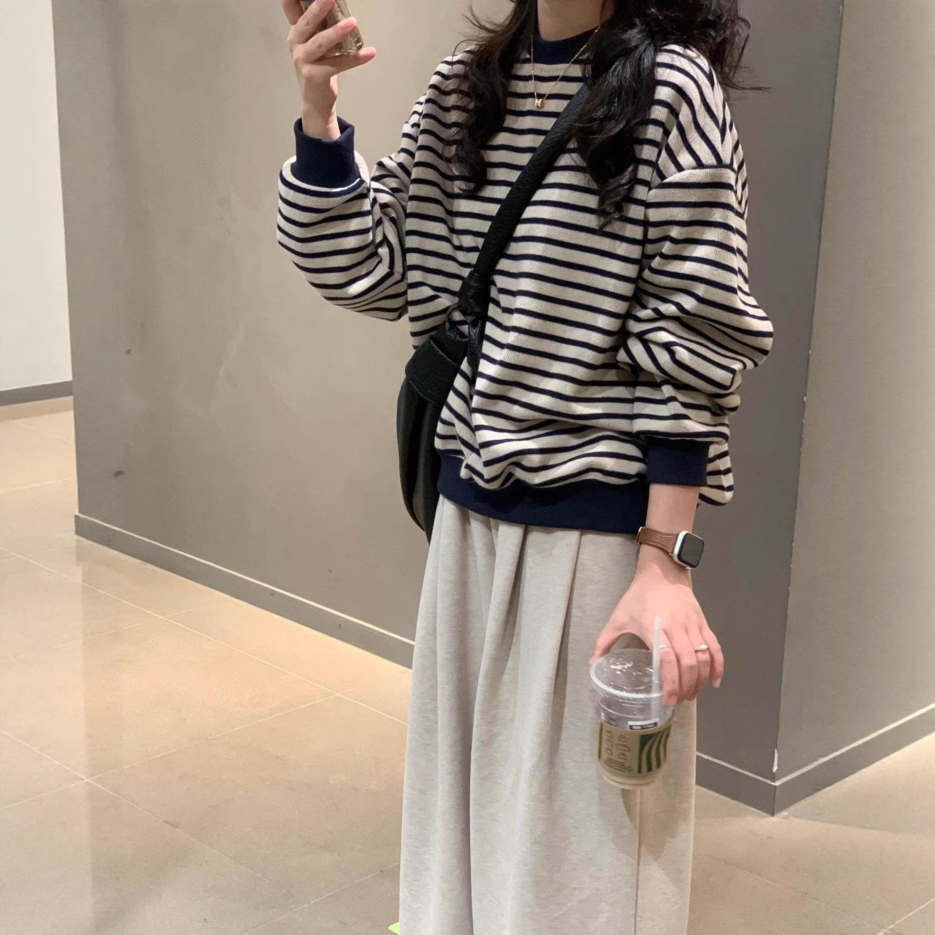 2026新款条纹宽松卫衣女春秋