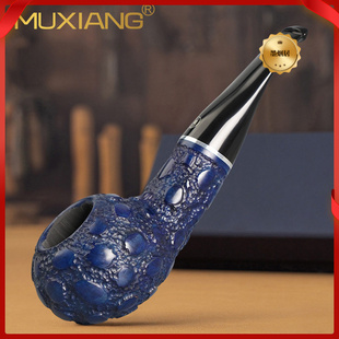 MUXIANG石楠木手工雕刻烟斗鳄鱼皮320传统老式直播跨境礼盒套装