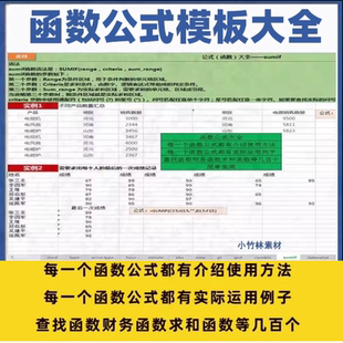 excel函数公式大全模板电子版表格常用公式函数与图表应用素材