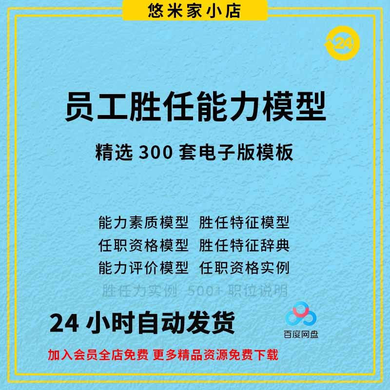 员工胜任力能力素质模型与任职资格人才职位岗位测评标准实例模板
