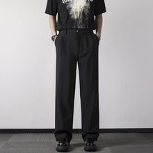 夏季薄款西裤男款商务冰丝凉感宽松直筒休闲裤垂感黑色西装裤子潮