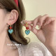 昭和少女日系复古撞色多巴胺爱心耳环耳饰小众设计耳夹无耳洞
