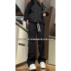 D-A232-HK9531-P35加绒45褶皱直筒裤男士秋冬美式铆钉休闲裤男图片
